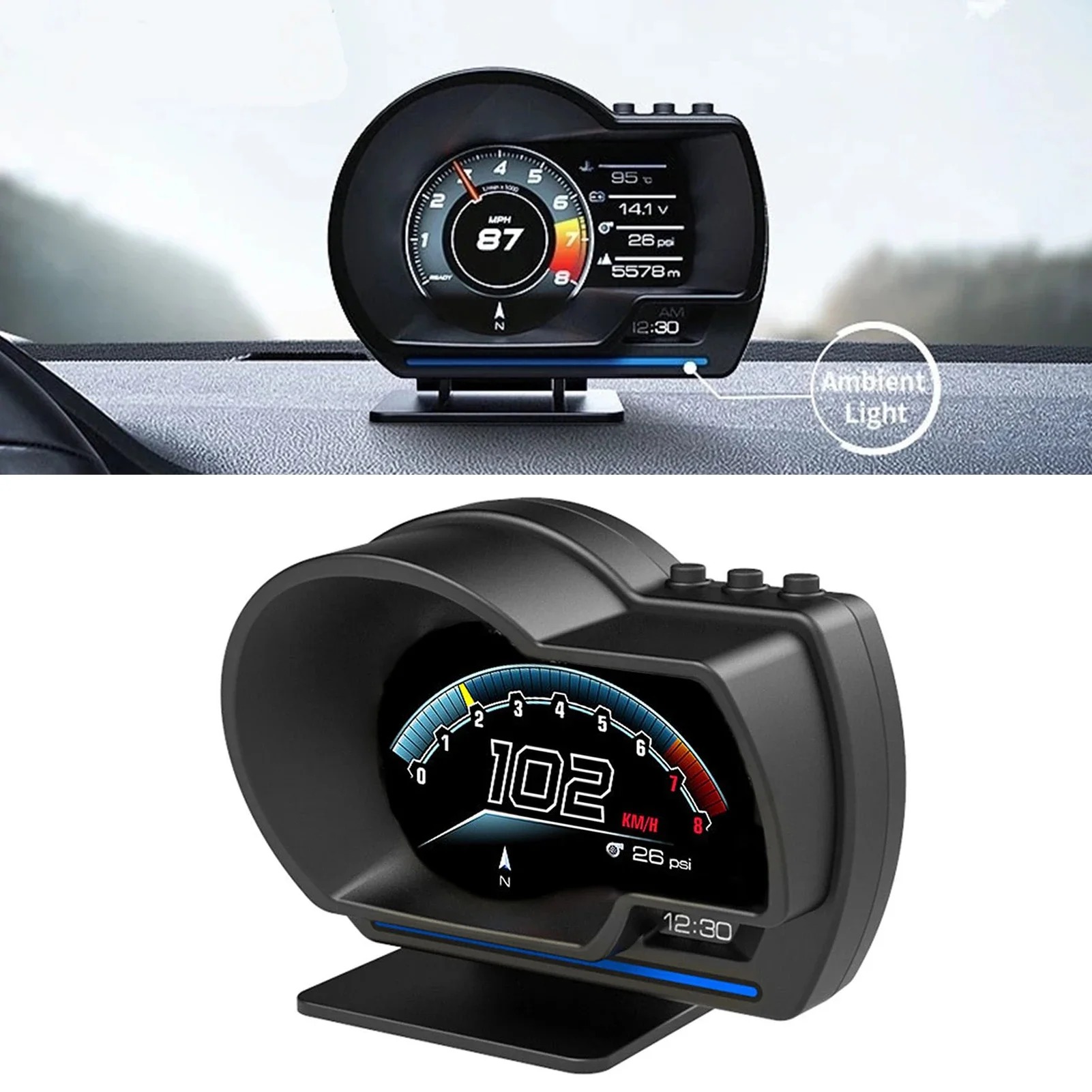 Hud Obd2 Multi Function Alarm - Multifunctional Universal Car HUD OBD2 GPS