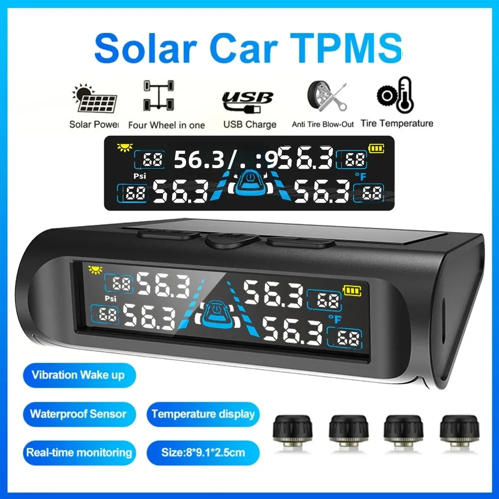 Hud Display With Tire Pressure - T121 USB/Solar TPMS Car Tyre Monitor