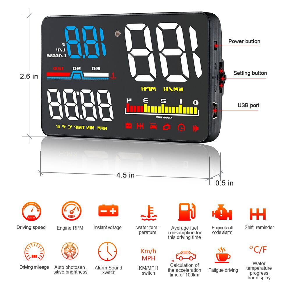 D5000 Digital OBD2 Car Windshi - đánh giá và giá Car Heads Up Display Navigation