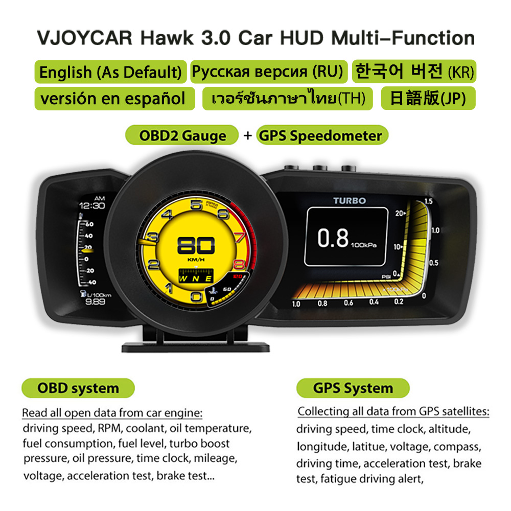 Vjoy Hawk 3.0 Xe Ô Tô HUD Đa C - đánh giá và giá Hud Obd2 Multi Function Alarm