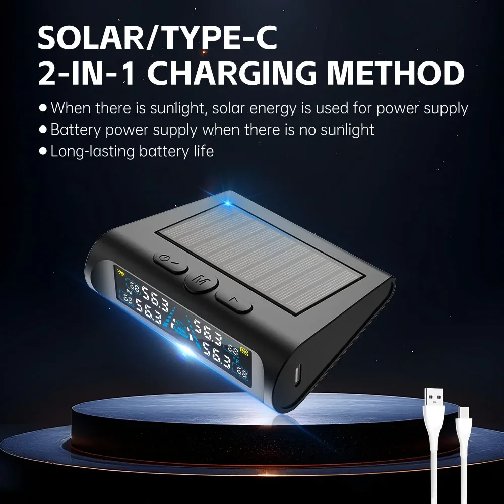 T121 USB/Solar TPMS Car Tyre M - đánh giá và giá Hud Display With Tire Pressure