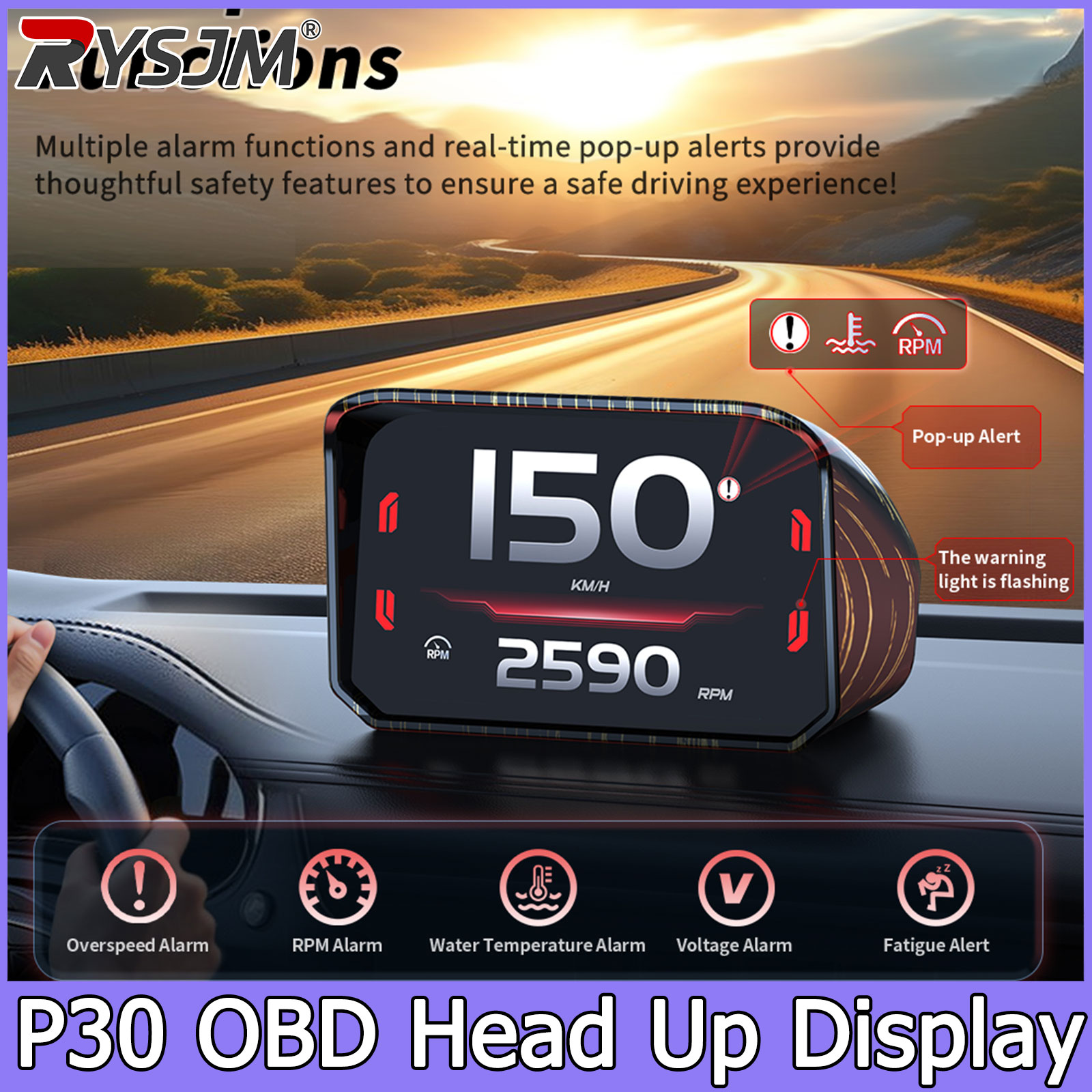 P30 Speedometer RPM Meter HUD  - đánh giá và giá Hud Obd2 Multi Function Alarm