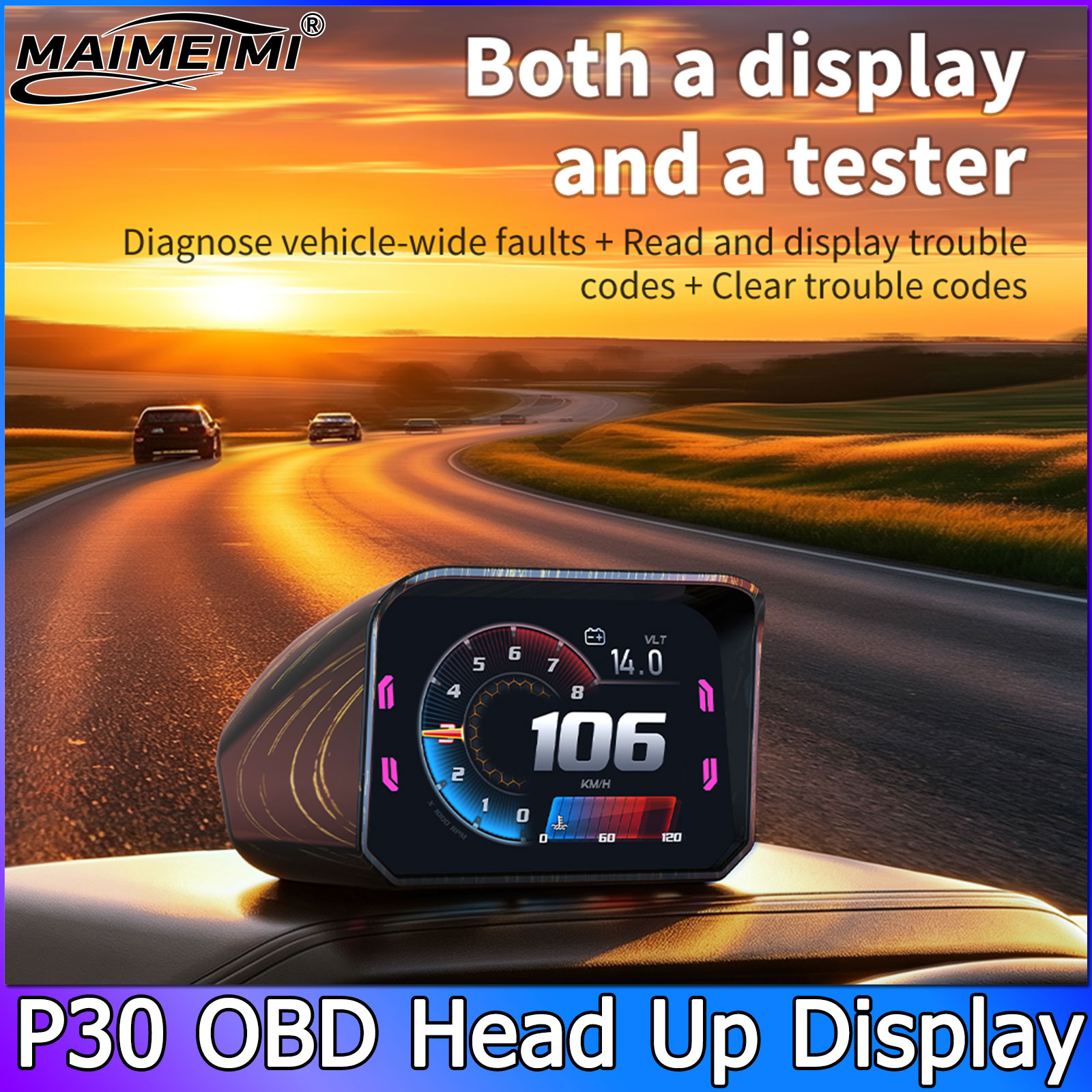P30 Speedometer RPM Meter HUD  - đánh giá và giá Hud Obd2 Multi Function Alarm